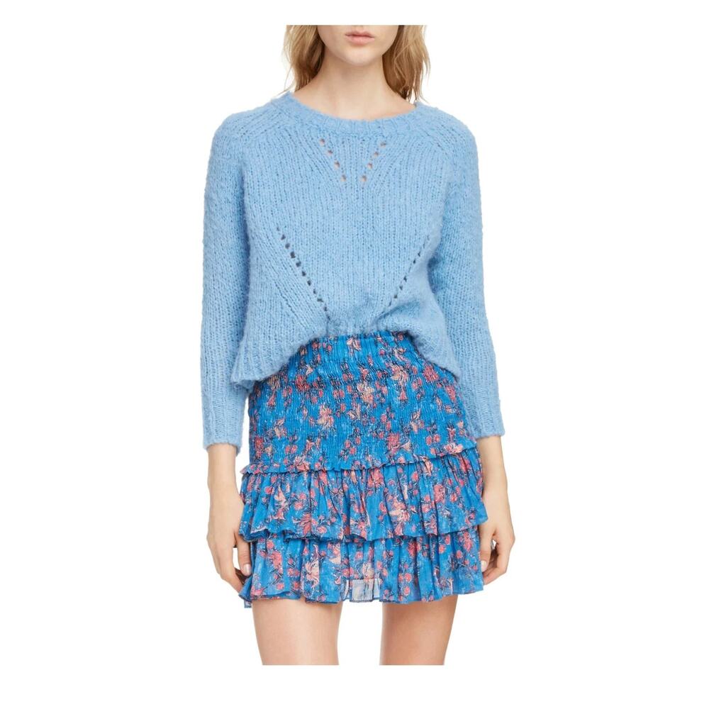 Isabel Etoile Marant Womens Blue Alpaca Blend Cropped Shields Sweater Large